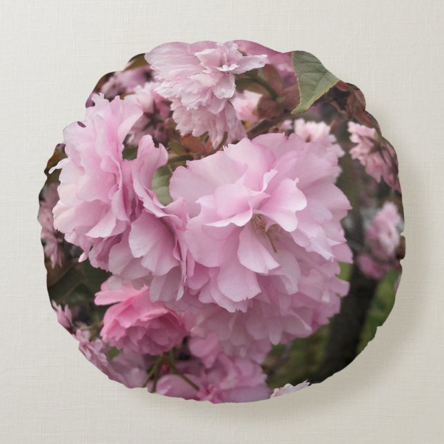 Coussin rond en fleurs de cerisiers (Devant)