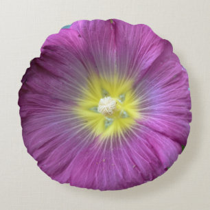 Coussin rond en polyester brossé rose Fleur rose