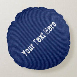 Coussin rond Faux Blue Jeans avec texte personnali