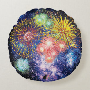 Coussin rond Fireworks