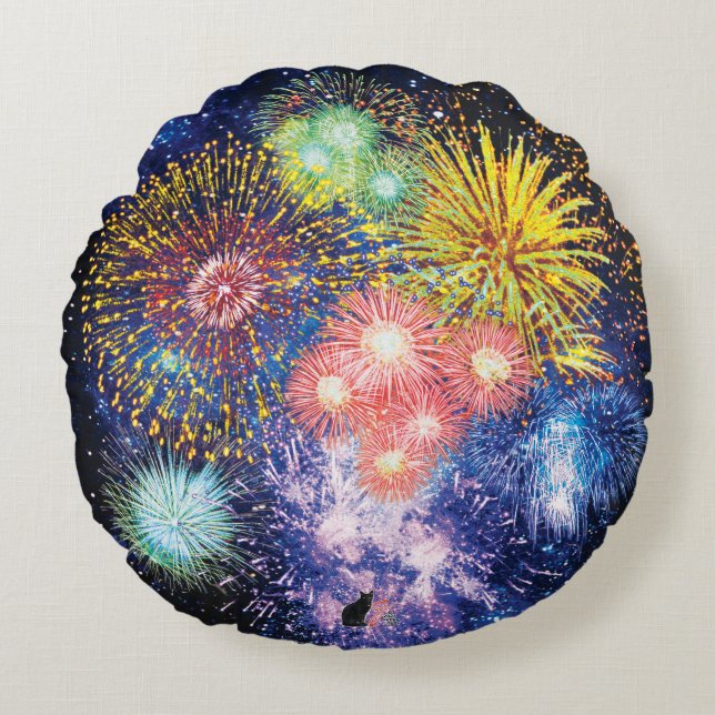 Coussin rond Fireworks (Devant)