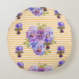Coussin Rond Fleurs Florales Jaunes Shabby Chic