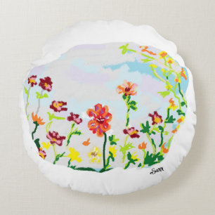 Coussin rond : Fleurs sauvages