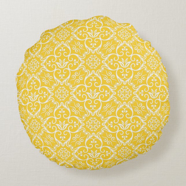 Coussin rond Freesia & White Damask (Dos)