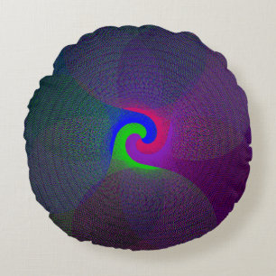 Coussin rond géométrique à centre fusionné coloré