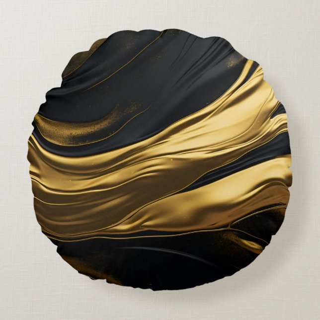 Coussin rond Gold et Black Sleek (Devant)