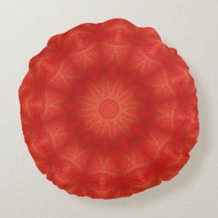 Coussin rond Gold et Red Kaleidoscope