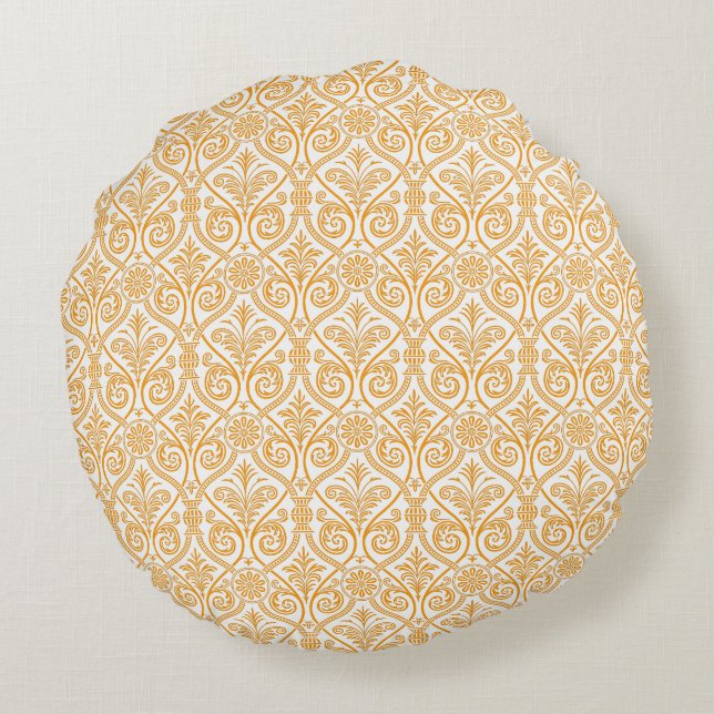 Coussin rond Gold & White Damask (Dos)