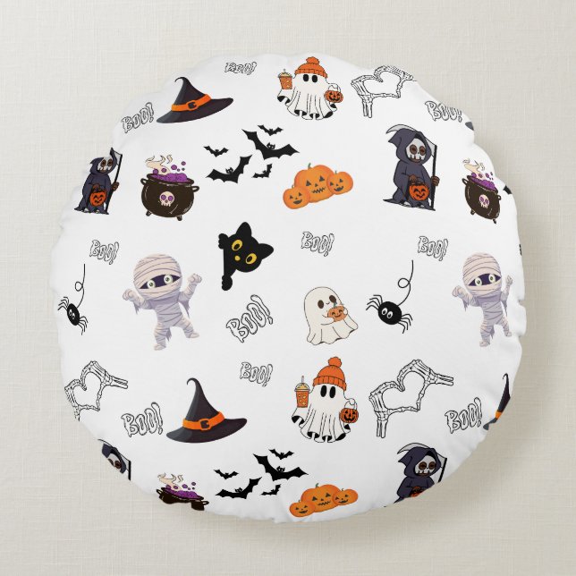 Coussin rond Halloween (Devant)