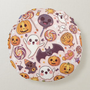 Coussin rond Halloween Candy Ghost