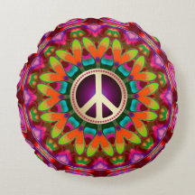 Coussin rond Homely Hippie Peace & Love (v1)