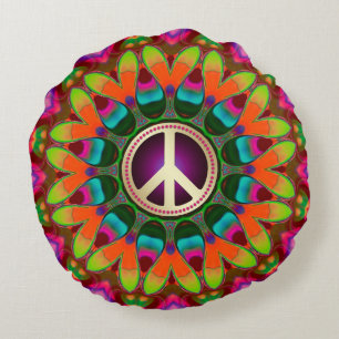 Coussin rond Homely Hippie Peace & Love (v1)