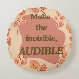 Coussin rond jeté avec citation motivationnelle d'