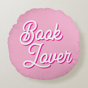 Coussin rond jeté pour amoureux des livres rose co