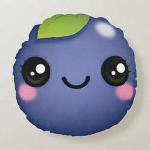Coussin rond Kawaii Blueberry