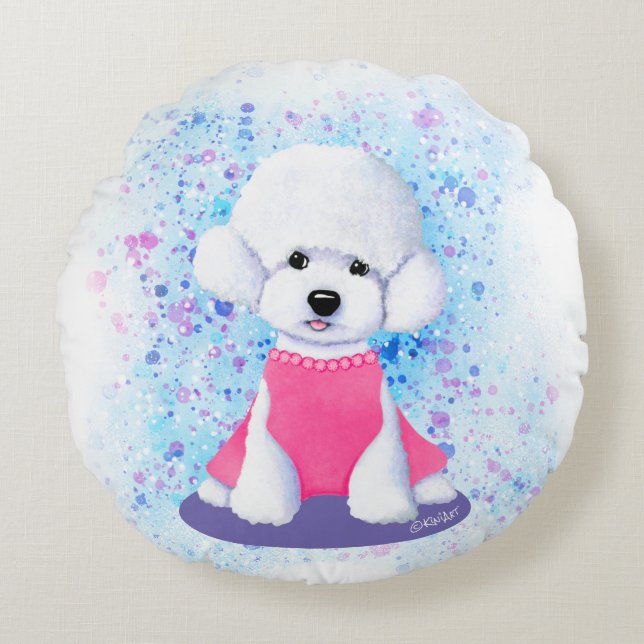 Coussin rond KiniArt Poodle (Devant)