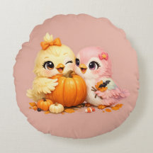 Coussin rond mignon d'Halloween en forme de citrou