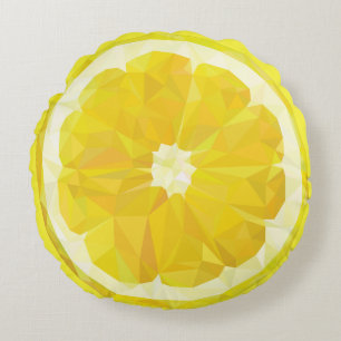Coussin rond moderne à tranche de citron jaune fr