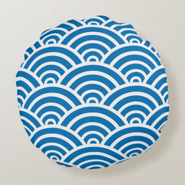 Coussin rond Motif bleu et blanc éclatant (Dos)