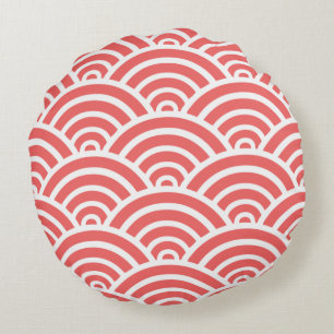 Coussin rond Motif Cayenne et White Scallop