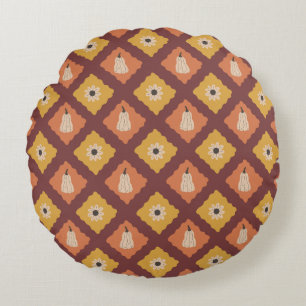 Coussin rond Motif Diamond Automne tiré à la main