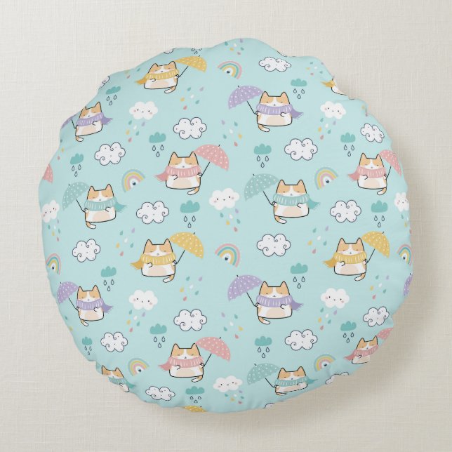 Coussin rond Motif du jour pluvieux mou (Dos)