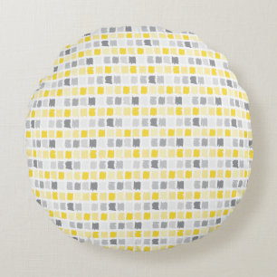 Coussin rond  Motif jaune et gris