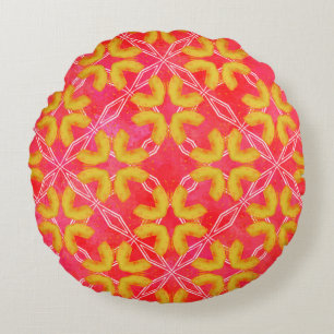 Coussin Rond Motif rouge, orange, blanc de Hipster