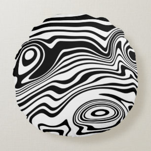 Coussin rond noir blanc Waves Patten - Votre coule