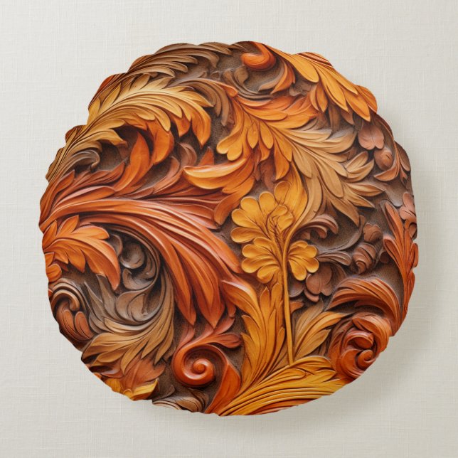 coussin rond orange brûlé 3d (Devant)