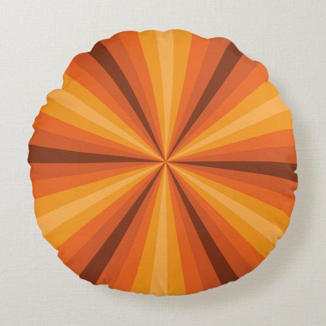 Coussin rond orange d'illusion optique (Devant)