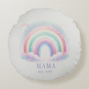 Coussin rond Pastel Rainbow personnalisé