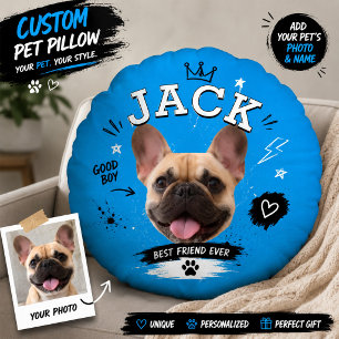 Coussin Rond Personnalisé avec Photo de Chien