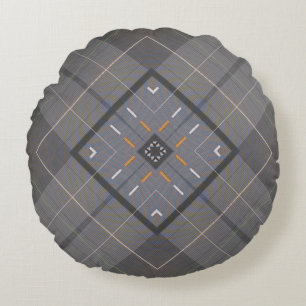 Coussin rond personnalisé bleu gris