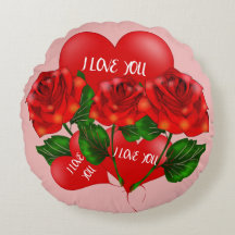 Coussin Rond pour la Saint-Valentin – Cœurs Rouges