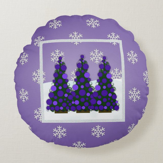 Coussin rond pourpre d'arbre de Noël de Milou (Devant)