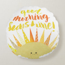 Coussin rond réversible de bonne nuit bonjour