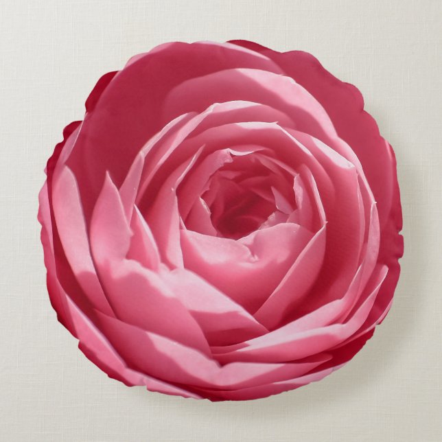 Coussin rond rose Fleur Rose (Devant)