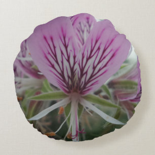 Coussin rond rose Fleur rouge