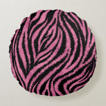  coussin rond "rose zèbre"
