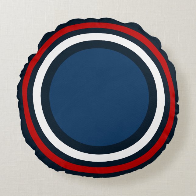 Coussin rond rouge-blanc-bleu cible (Devant)