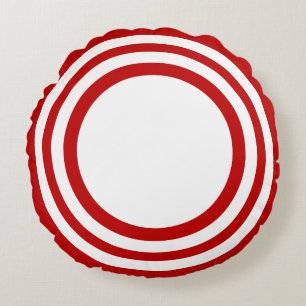 Coussin rond rouge-blanc cible