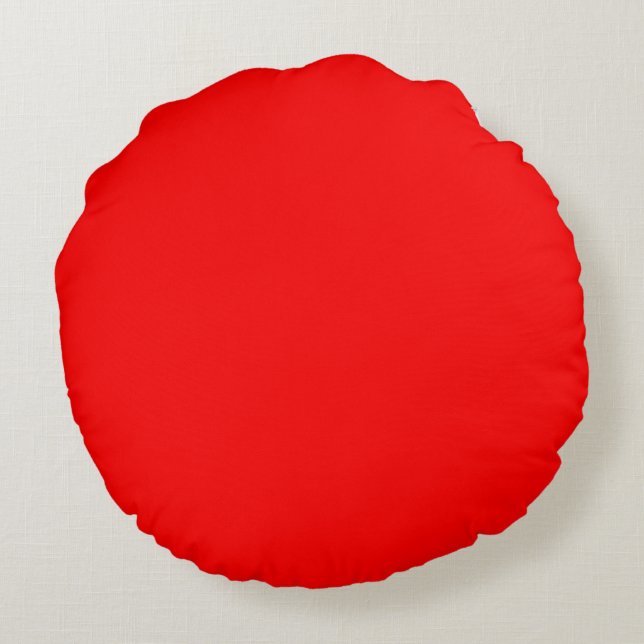 Coussin rond rouge solide moderne personnalisé (Dos)