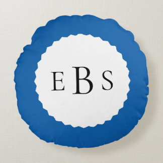 Coussin rond Royal Blue Monogram