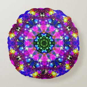 Coussin Rond Stellar Kaleid resplendissant