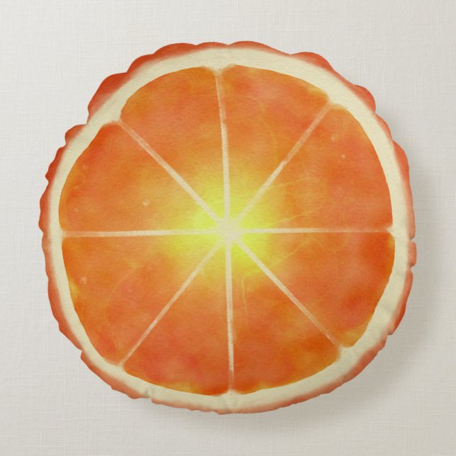 Coussin rond tranche orange (aquarelle) (Devant)