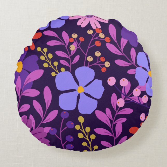 Coussin rond Tropical moderne lumineux (Devant)