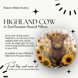 Coussin rond vache des Highlands dans les tourneso