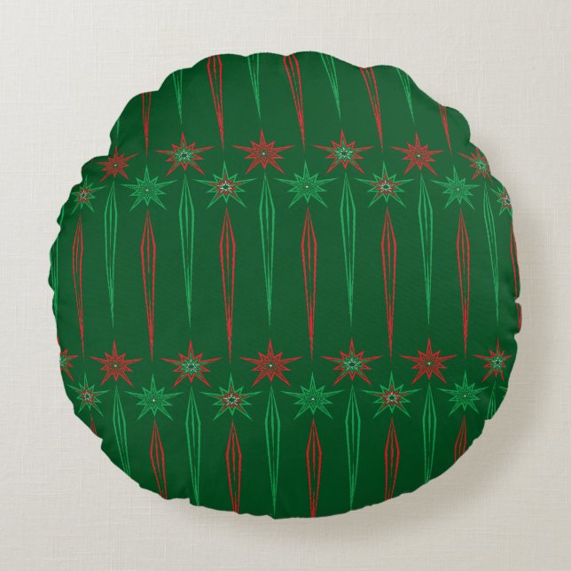 Coussin Rond Vert Icicles Mid Mod (Devant)