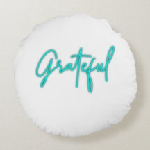 Coussin rond vert Jungle "Grateful"
